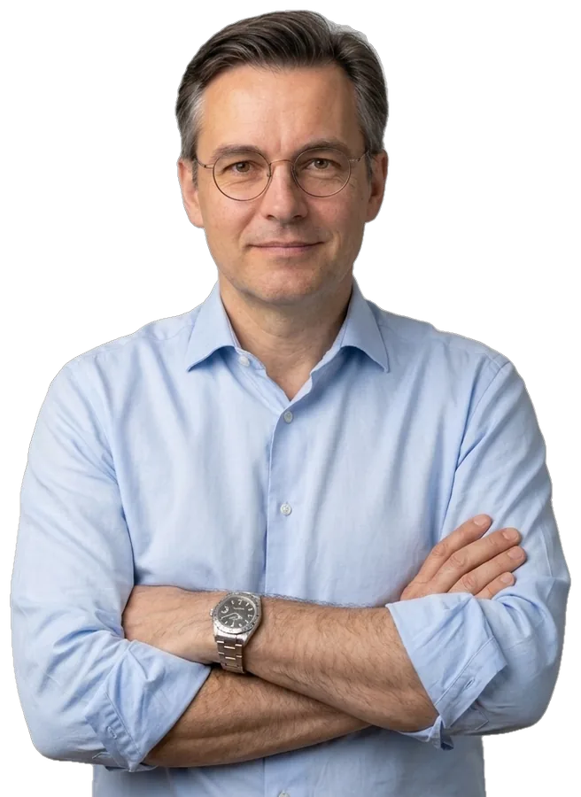 Jack, The Long Resignation's AI presenter, arms crossed
